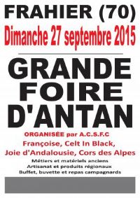 Foire d'antan, Frahier-et-Châtebier célèbre la pomme. Le dimanche 27 septembre 2015 à Frahier-et-Chatebier. Haute-Saone.  10H00